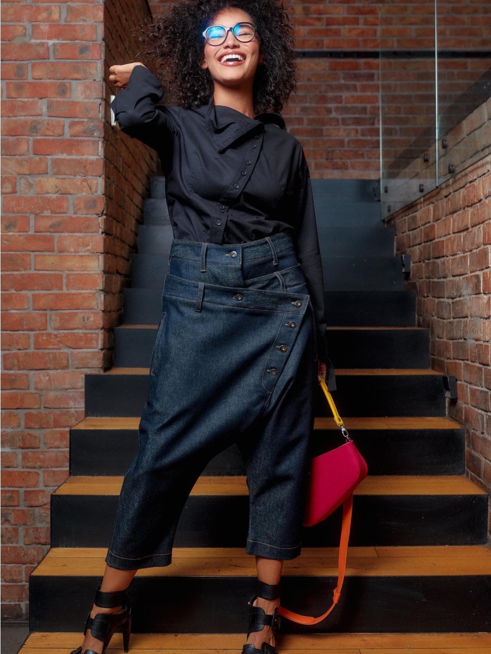 FollowMe FS Avant Garde Double Belt Drop Crotch Denim Jeans- XS